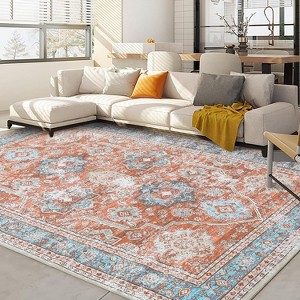 Boho Area Rugs Rug  Vintage Washable Rug Indoor Mats for Entryway Distressed Soft Bedroom Rug Non Slip Throw Rugs - 1 of 4