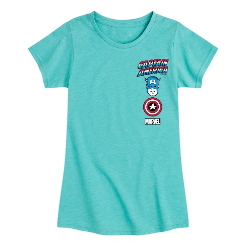 Girls' - Marvel - Captain America Logo Stack Fitted Short Sleeve Graphic T-Shirt - image 1 of 4