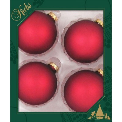 Christmas by Krebs 4ct Red Matte Glass Christmas Ball Ornaments 3.25" (80mm)