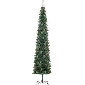 TopComfy Christmas Tree Stands Artificial Christmas Tree Festive Pencil Christmas Tree Cozy Snowy Decor for Living Room, Green, 41.37"*9.85"*11.03" - 1 of 4