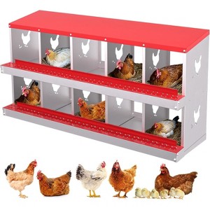 Acekool Chicken Nesting Box, 6-Compartment Metal Laying Box with Roll Out Egg Collection, Wall Mount, Easy Access Hen Roosting Boxes - 1 of 4