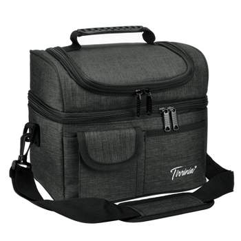 Tirrinia Insulated Lunch Bag, Leakproof Thermal Bento Cooler Tote for Women and Men, Dual Compartment with Shoulder Strap, 10.2" x 7.5" x 9"