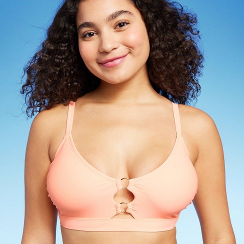 Women's Ring Front Bralette Bikini Top - Wild Fable™ Peach Orange D/dd Cup  : Target