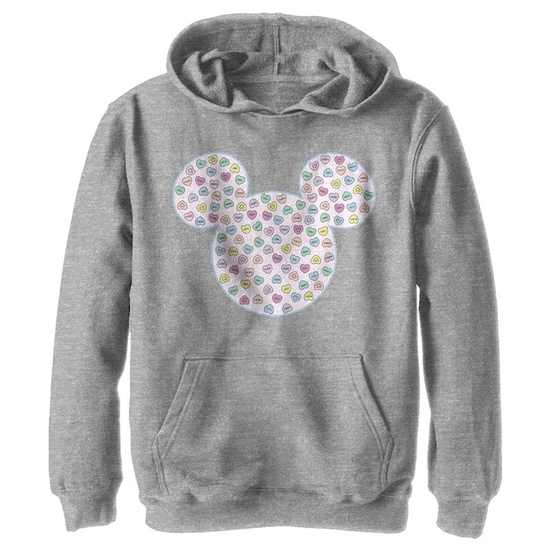 Boy's Mickey & Friends Candy Hearts Filled Logo Pull Over Hoodie, 1 of 5