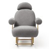 TopComfy Baby Bouncer and Rocker Faux Shearling Upholstered Rocking Chair with Gold Frame for Nursery and Living Spaces, Gray, 46.85"*17.72"*9.06" - 2 of 4