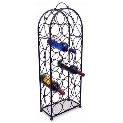 Sorbus Black Metal 23-Bottle Bordeaux Chateau Wine Rack