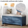 PAGED Shoe Bench with Removable Cushion, Wood Ottoman with Storage, Entryway Bench with Safety Hinge, Entryway Ottoman Bench - 4 of 4