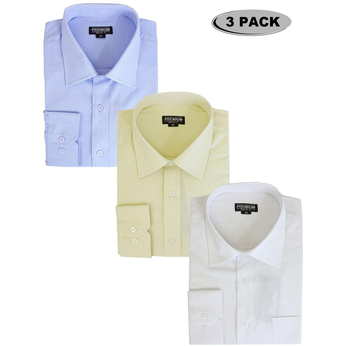 Galaxy Authentic Boy’s Long Sleeve Button Down Dress Shirt-3 Pack - thumbnail 6