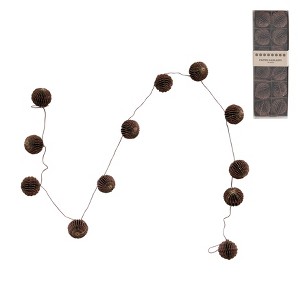 Storied Home Handmade Recycled Paper Honeycomb Ball Garland with Gold Glitter, Mulberry Color - 1 of 4