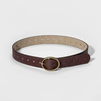 Women's Adjustable Jean Belt with Rounded Design Buckle - Universal Thread™ Brown L