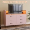 6 Drawer Dresser with LED Lights and Charging Station,Modern Wood TV Stand Storage Chest for Bedroom Living Room Entryway Hallway - 4 of 4