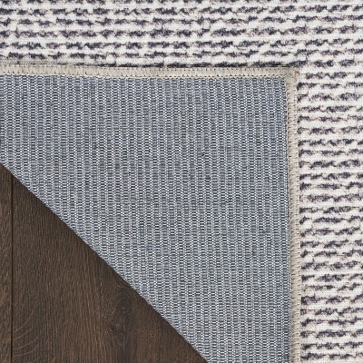 Gray Geometric Flat Woven Cotton Synthetic 5' x 7' Rug
