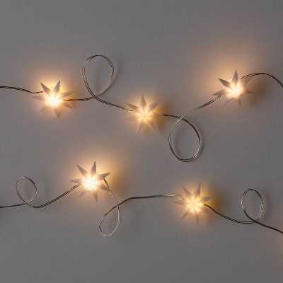 30ct LED 7-Point Star Dew Drop Battery Operated Christmas String Lights White with Silver Wire - Wondershop™