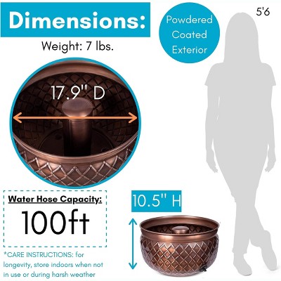 Copper Embossed Steel Decorative Water Hose Pot with Drainage Hole