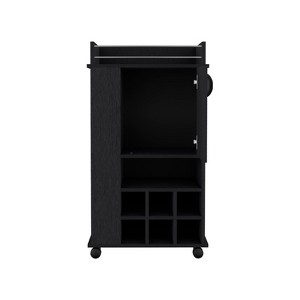 Vynxaria Bar Serving Carts, Black 6-Bottle Wine Rack with Casters - 1 of 4