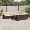 vidaXL 11 Piece Patio Sofa Set with Cushions - Brown and Cream Without Table - 2 of 4