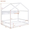 House Floor Bed, Wooden Playhouse Bed Frame With Fence And Roof, Storage Shelves, No Box Spring Required - 2 of 4
