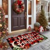Lomsoe 1pc Christmas Doormat Red & Black Plaid, Non-Slip, Machine Washable Merry Christmas Lettering Perfect Christmas Decoration Gift - 2 of 4