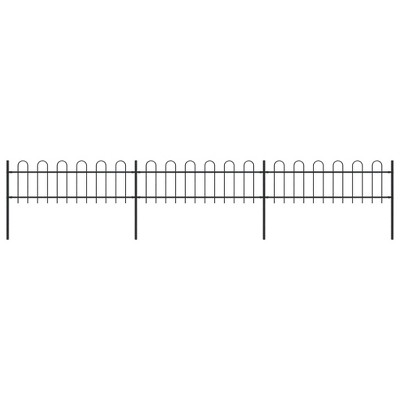 vidaXL Garden Fence with Hoop Top Steel 16.7' Black