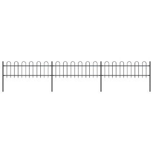 vidaXL Garden Fence with Hoop Top Steel 16.7' Black - 1 of 4