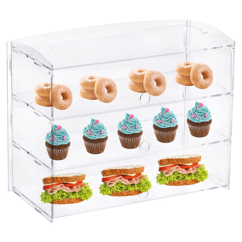Unique Bargains Bakery Cafe Acrylic 3-Tier Pastry Display Case with Rear Door Access 1 Pc, 1 of 7