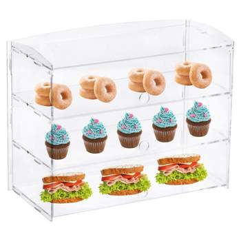 Unique Bargains Bakery Cafe Acrylic 3-Tier Pastry Display Case with Rear Door Access 1 Pc