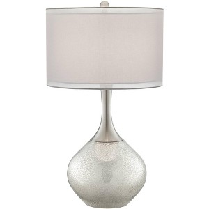 Possini Euro Design Modern Table Lamp with Dimmer 30 1/2" Tall Mercury Glass Chrome Double Drum Shade for Bedroom Living Room Home - 1 of 4