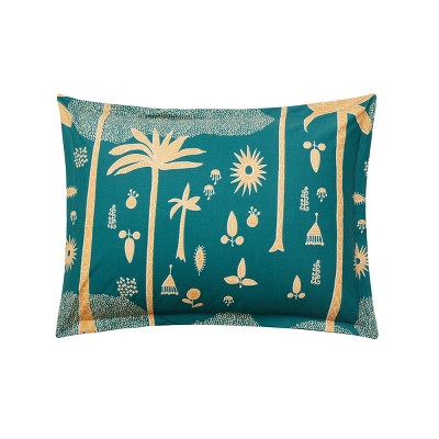 Teal and Gold Cotton Queen Bohemian Duvet Cover Set
