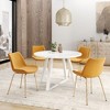 Kumasinova 3-Piece Round Dining Set, Trestle Dining Table with 2 Velvet Side Chairs for Living Room, White Dining Table with Dining Chairs - 2 of 4