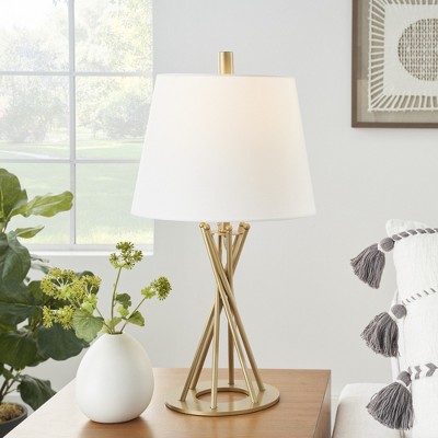 23" Elegant Gold Metal Twist Table Lamp with White Shade