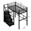 Twin Size Metal Loft Bed with Storage Staircase and Small Wardrobe - 4 of 4