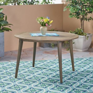Acacia Wood Outdoor Dining Table, Round Farmhouse Patio Dining Table for Garden, Backyard, Deck or Porch-Maison Boucle - 1 of 4