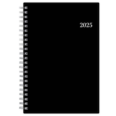 BlueSky 2025 Weekly/Monthly Planner 8.15"x5.91" Wirebound Black: Adult Stationery, January-December Calendar