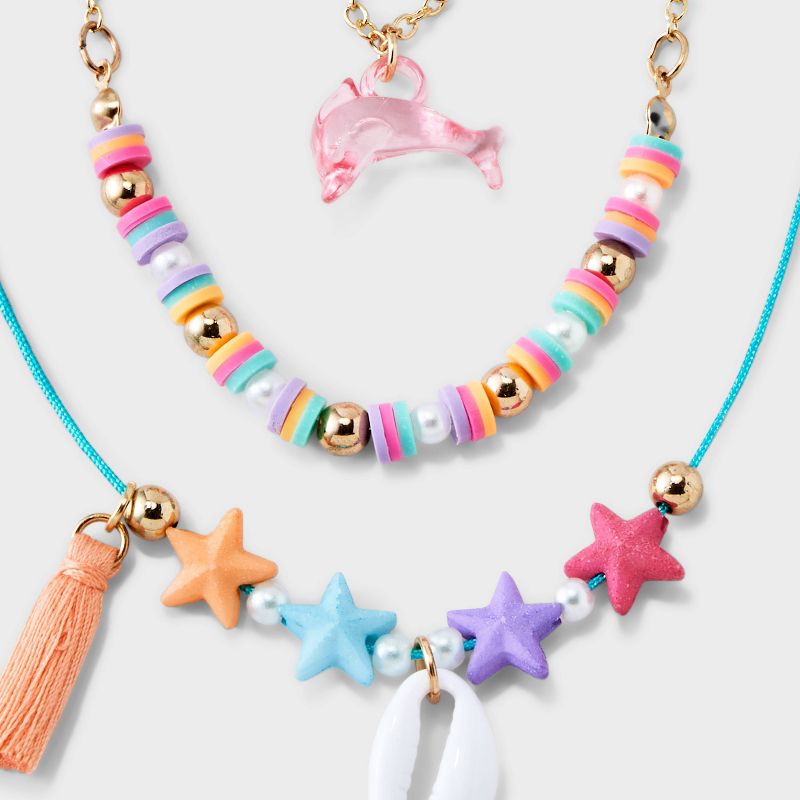 Girls&#39; 3pk Dolphin Shell Necklace Set - Cat &#38; Jack&#8482;, 4 of 5