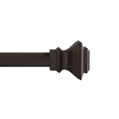 Hastings Home 1" x 48-84 " Curtain Rod with Decorative Modern Square Finials and Hardware for Home Décor in Bedroom & Kitchen - Bronze