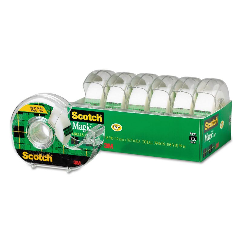 Scotch Magic Tape & Refillable Dispenser 3/4" x 650" 1" Core Transparent 6/Pack 6122, 5 of 10