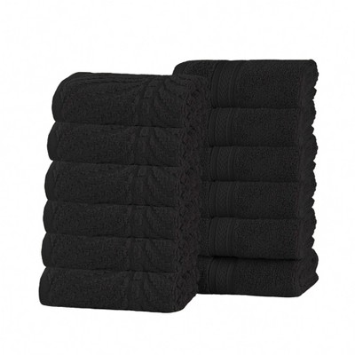 Chevron Zero Twist Cotton Solid and Jacquard Hand Towel Set of 6 by Blue Nile Mills