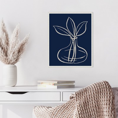 Navy and White Canvas Art with Sylvie Beaded Frame, 16 x 20 in.