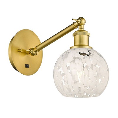 White Mouchette - 1 Light Arm Adjusts Up and Down Wall Sconce In Modern Style-8 Inches Tall and 6 Inches Wide