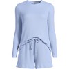 Lands' End Women's Cozy Brushed Rib 2 Piece Pajama Set - Long Sleeve Top and Shorts - 3 of 4