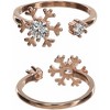 Pavilion Gift Company - Crystal Snowflake in Rose Gold - 1 CM Austrian Crystal Stud Earrings & Adjustable Ring - Rings - 4 of 4