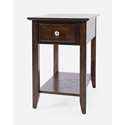 Traditional Espresso Brown Chairside End Table with Storage