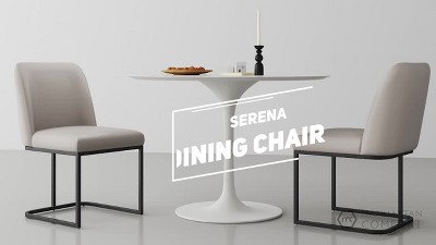 Light Grey Faux Leather Upholstered Side Chair Set with Metal Base