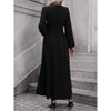 Coolmee Womens Maxi Dress Wrap V-Neck  Waist Long Lantern Sleeve Ruched Side Slit Elegant Long Dress - 3 of 4