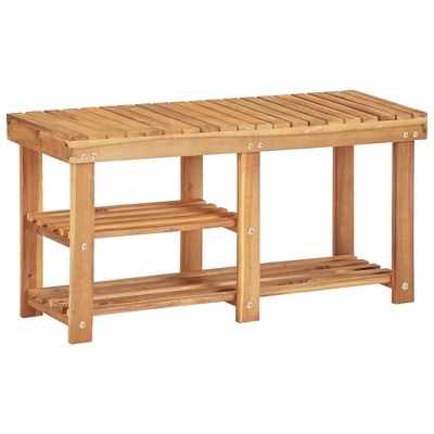 vidaXL Shoe Rack 35.4 in.x12.5 in.x18.1 in. Solid Acacia Wood