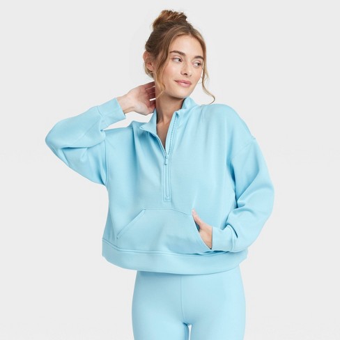 Women's Sandwash Half Zip Pullover - All In Motion™ Light Blue XS