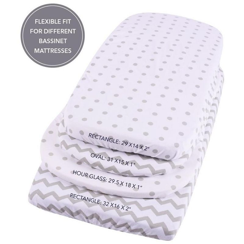 Ely's & Co. Baby Fitted Waterproof Sheet Set 100% Combed Jersey Cotton Grey Chevron and Polka Dots 2 Pack, 5 of 10