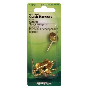 Hillman AnchorWire Brass-Plated Assorted Quick Hanger 10 lb 6 pk (Case of 10) - 1 of 1