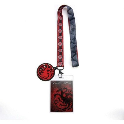 Crowded Coop, LLC Game of Thrones House Targaryen Lanyard w/ PVC Charm