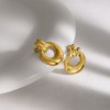 Retro Circle Drop Earrings for Women Gold Stainless Steel Chunky Hoop Round Studs Ginger Lyne - 3 of 4